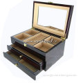 luxury black piano lacquer wooden cosmetic storage box
